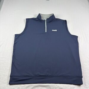 Peter Millar Vest Mens XL Blue Golf Galway Stretch Loop Terry 1/4 Zip Pullover